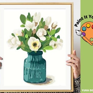 PAINT by NUMBER Kit Adult Spring Flowers Modern Boho Whimsical Wall Art  Easy Beginner Acrylic Paint DIY Kit Mom Gift Box Code: FL2309156 