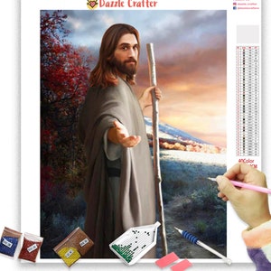 DPLEFO Jesus Diamond Painting Kits for Adults Full Round Drill Kits  Religious Figure Canvas Painting Cross Stitch Kits Christmas Gifts