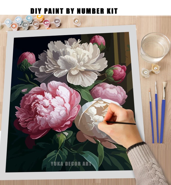 Pink Peonies Paint by Number Kit Adult, Flowers Painting,easy Beginner  Acrylic Paint Kit,anniversary Gift for Mom, Home Decor Gift -  Finland