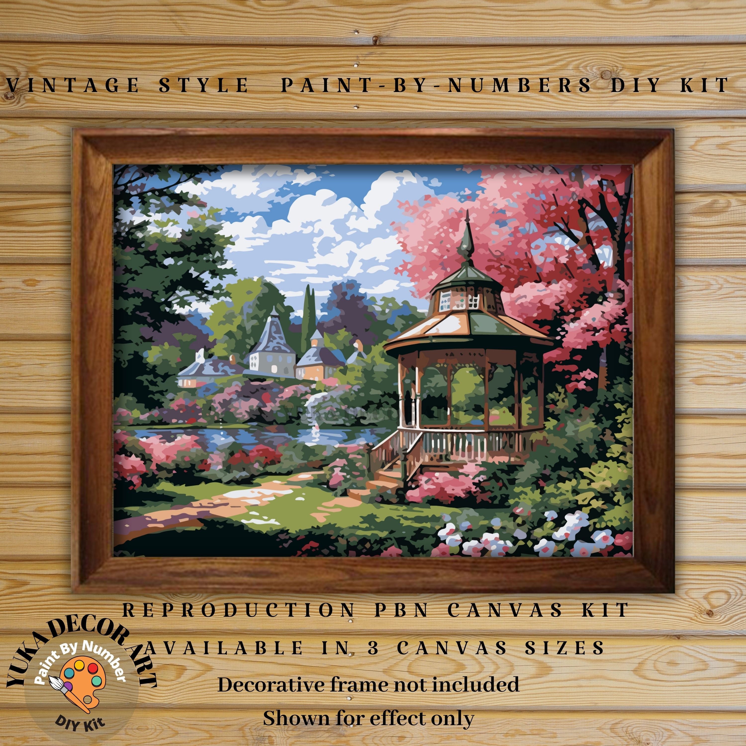 Vintage Garden PAINT by NUMBER DIY Kit Adult Cherry Blossoms Park