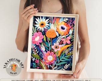 Zestaw do malowania po numerach WildFlowers dla dorosłych Malowanie wiosennych kwiatów Łatwy dla początkujących Zestaw do samodzielnego malowania farbami akrylowymi Dekoracja ścienna Prezent