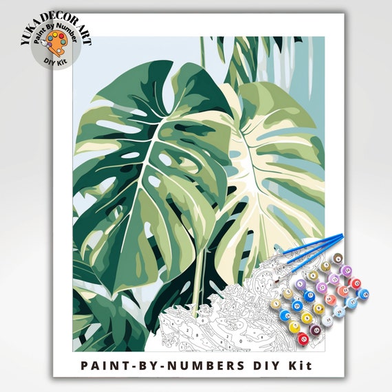 Monstera PAINT by NUMBERS Adult ,home Indoor Plants Still Life ,beginners  Easy Paint Kit DIY Wall Decor Gift Mom Grandmom 
