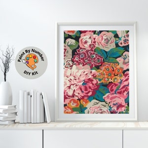 Garden Flowers PAINT by NUMBER Kit for Adults , Spring Flowers Abstract ,Easy DIY Beginners Paint Kit ,Living Bedroom Wall Art Decor