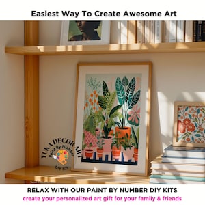 House Plants PAINT by NUMBER Kit for Adults Minimalistic Chic Style DIY Painting Easy Beginners Acrylic Kit Wall Art Gift