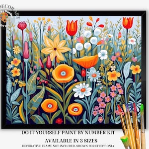 Wildflower Field Flower PAINT by NUMBER Kit Adult DIY by Numbers Oil Painting Easy Beginners Home Decor Birthday Gift For Mom Girlfriend