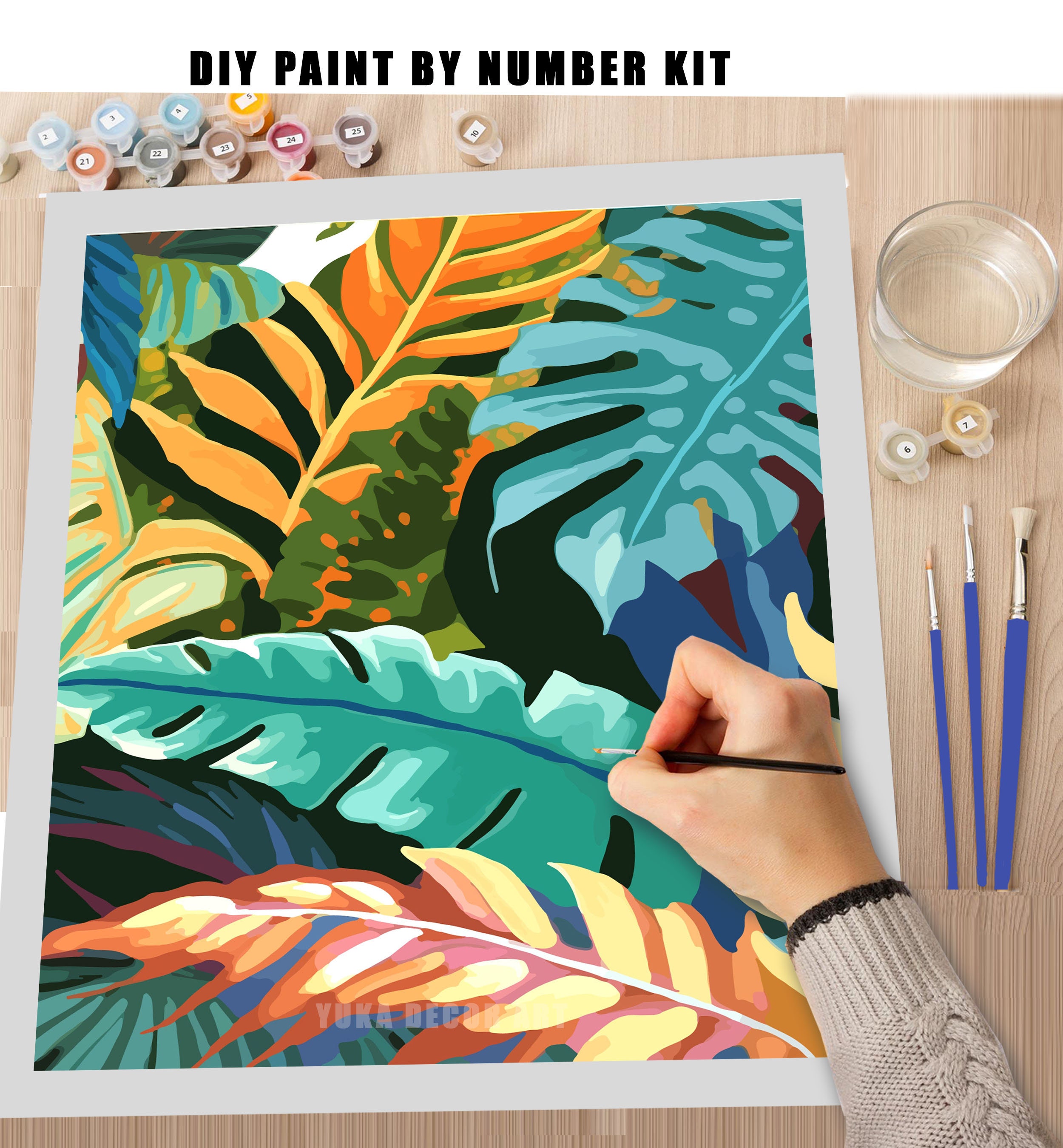 Colorful Frame 'Green Geometric Art' Paint By Numbers Kit — Lil Paint Shop