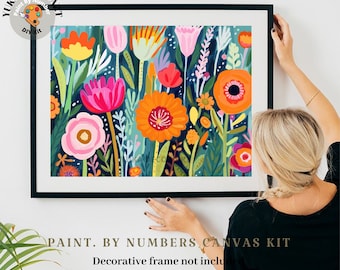 DOMROM Peinture par numéros encadrée pour fille pour adultes débutants, peinture par numéro pour DOMROM Peinture par numéros encadrée pour fille pour adultes débutants, peinture par numéro pour