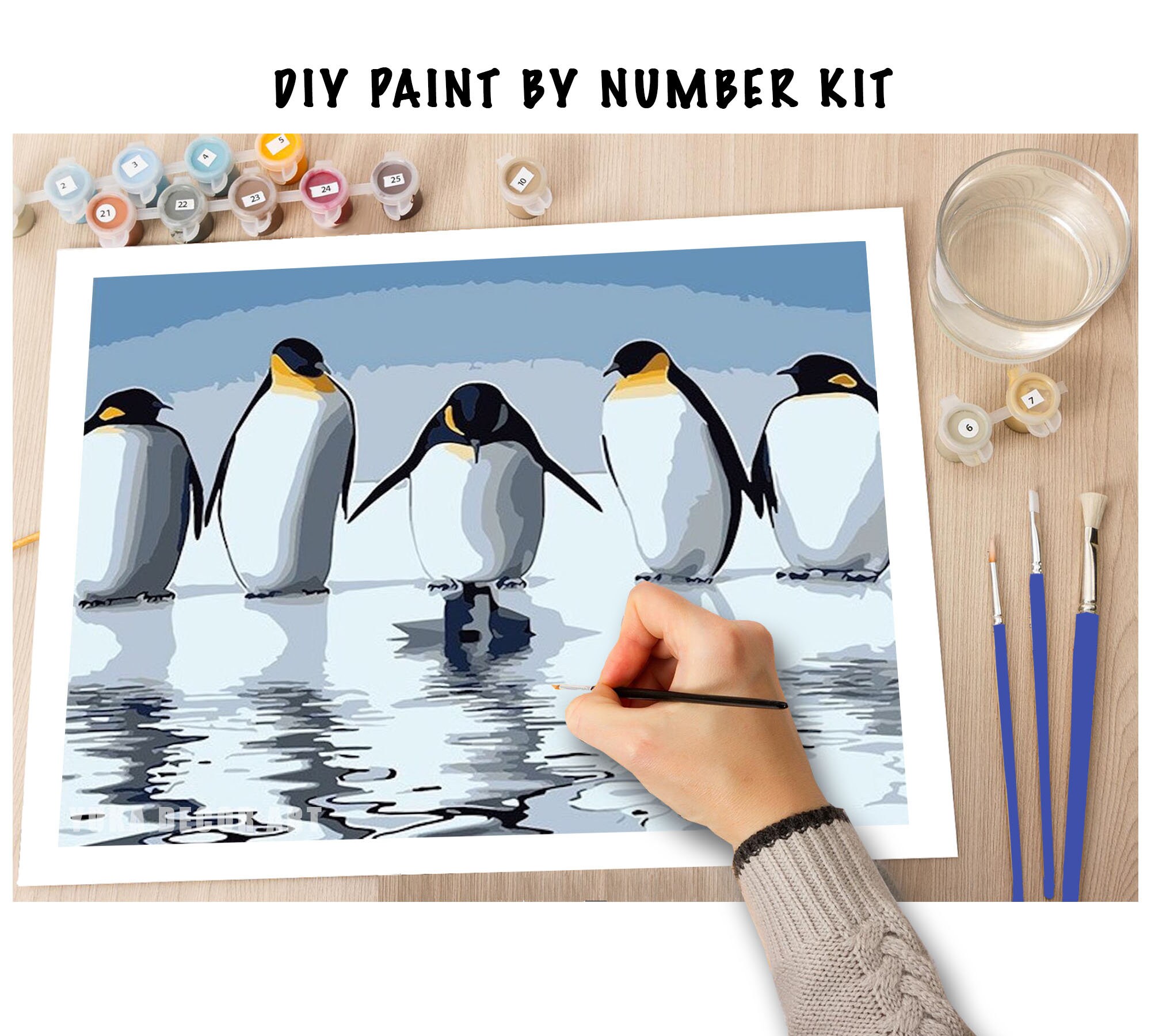 Penguin PAINT by NUMBER Kit for Kids Penguins In The Beach Etsy