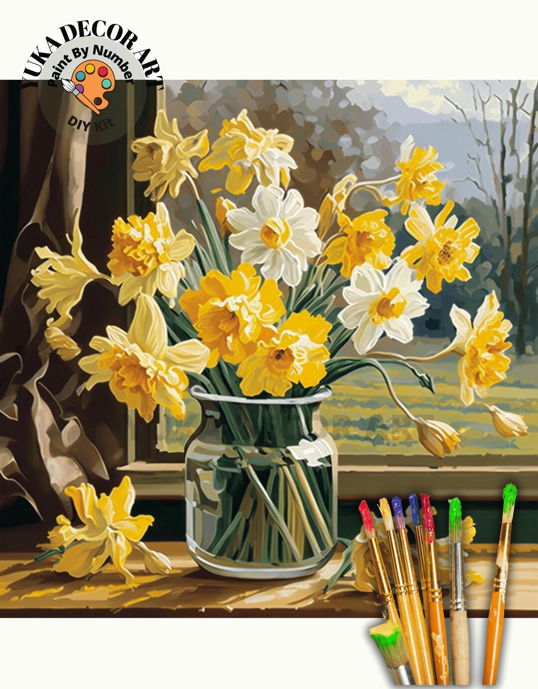 Spring Flowers in Vase PAINT by NUMBER Kit Adults still Life Vintage ...