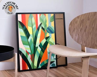 Leaves PAINT by NUMBER Kit for Adults , Garden Foliage Painting,Easy Beginners  Paint DIY Kit ,Living Bedroom Wall Art Decor
