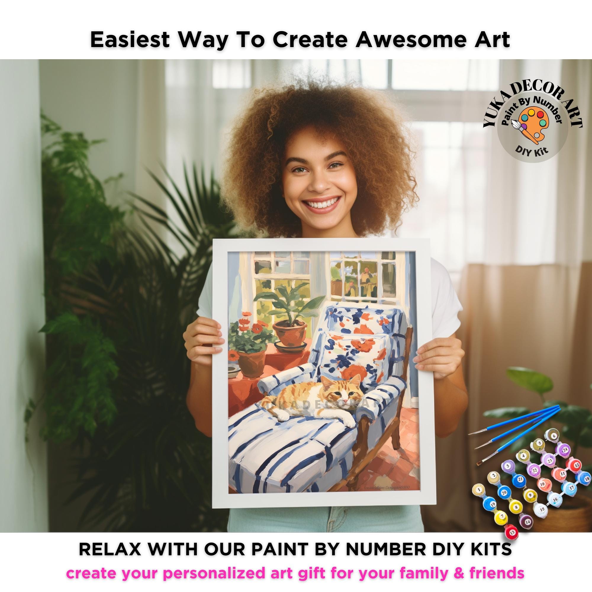 Feelive Paint By Numbers Per Adulti - Kit Fai Da Te Con Tela 30x40 Cm, Pennelli E Colori Acrilici - Albero Colorato