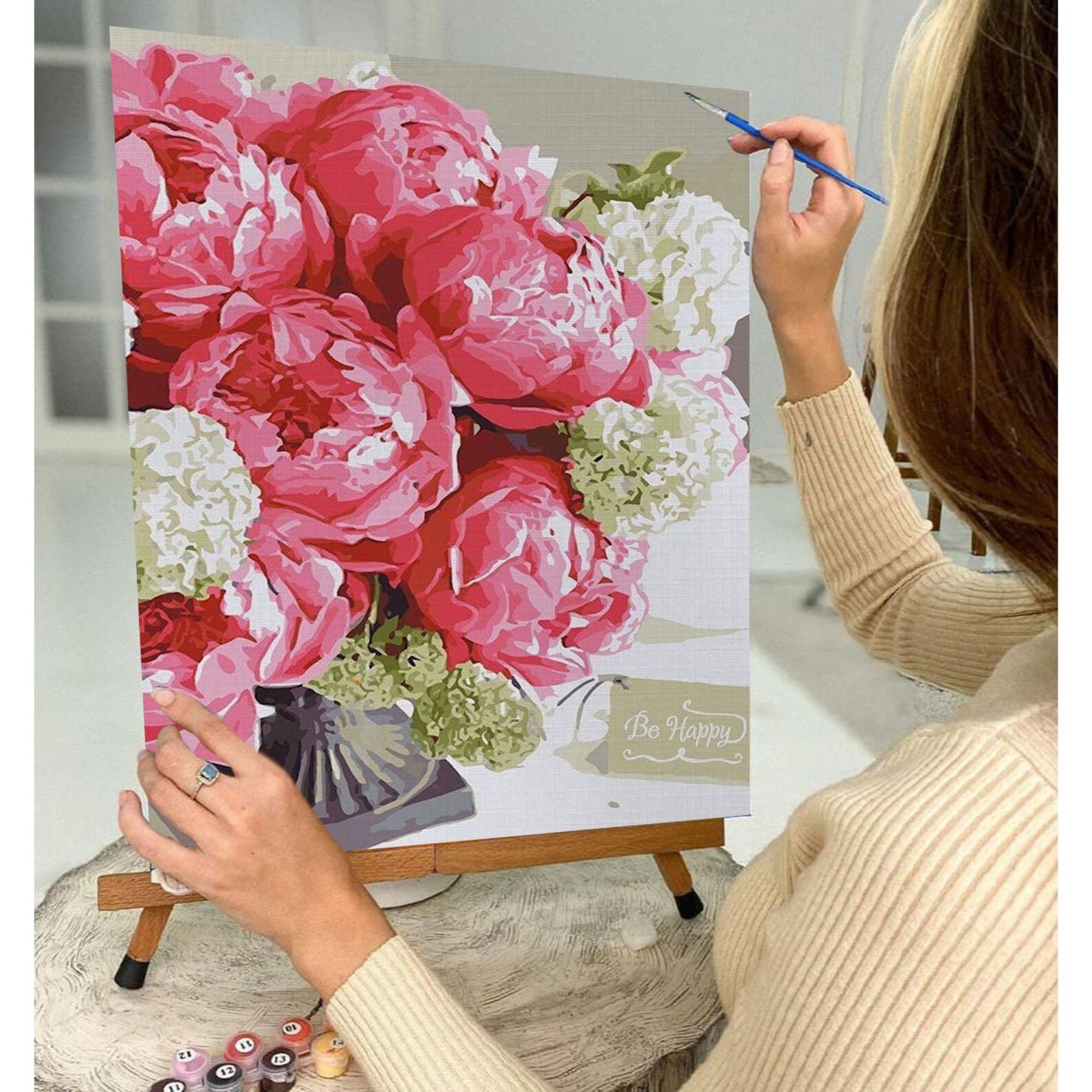 Pink Peonies Paint by Number Kit Adult, Flowers Still Life Painting ...