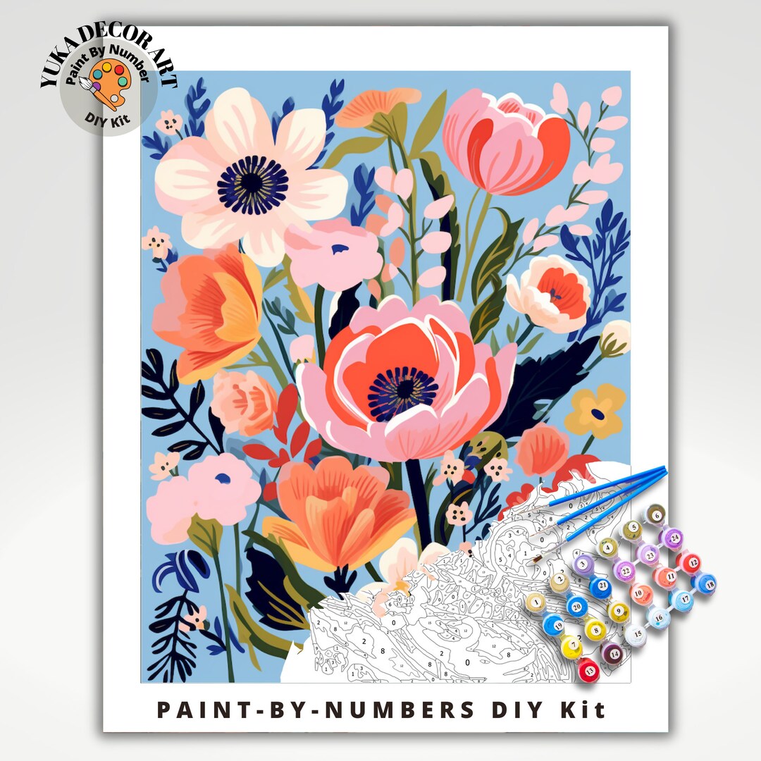 Diy Paint By Numbers Kit For Adults - Cats And Flowers, Paint By Number  Kit On Canvas For Beginners, Home Wall Decor, Pre-printed Art-quality  Canva