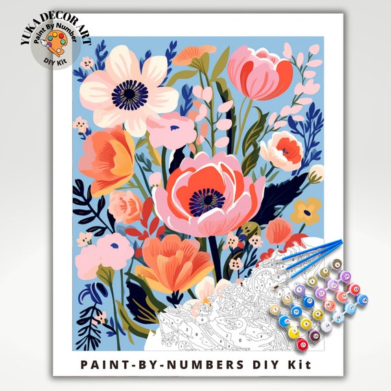 Paint by Numbers, Modern Flowers - Intermediate Level Kit