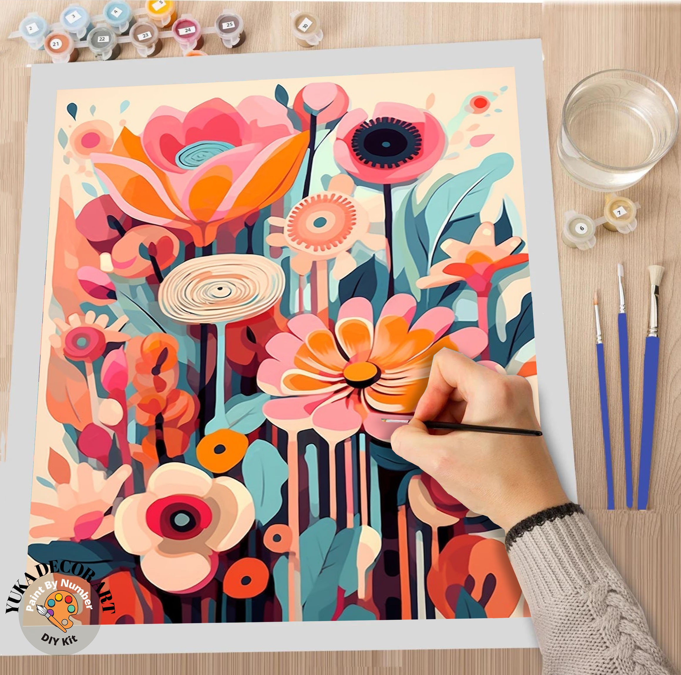 Large Paint By Numbers For Adults Beginners Diy Flower Gift - Temu