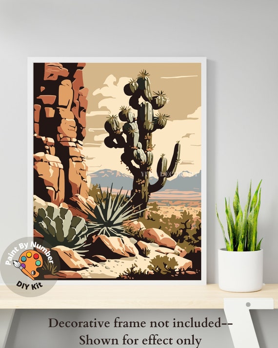 Vintage Paint by Number Kit Adult, DIY Desert Landscape Painting Easy  Beginner Acrylic Paint Kit, Southwestern Wall Art , Home Decor Gift 