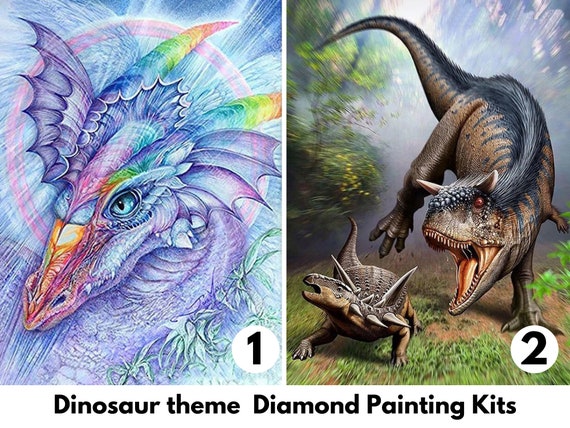 5D Dinosaur Diamond Painting by Number Kit for Adults- Diamond Art Kits  Full