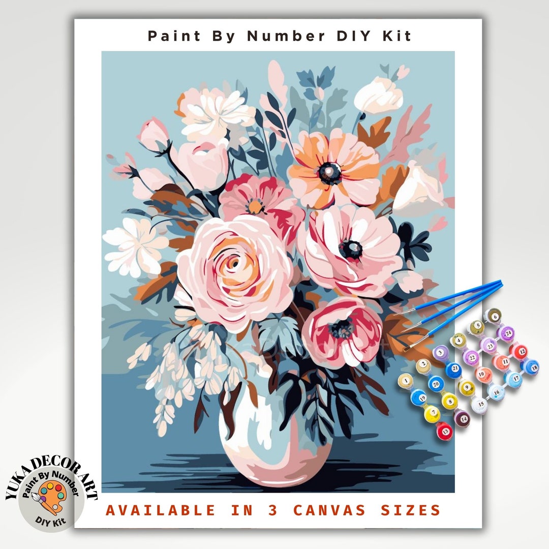 Still Life PAINT by NUMBER DIY Kit Adultsvase of Flowers Traditional
