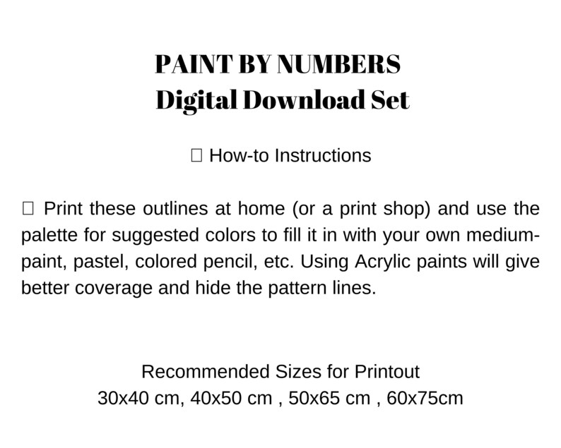 PBN DIGITAL DOWNLOAD Forest Deer Mountain Lake Vintage Style Art - ( No Physical Item shipped ) - Print And Paint Set image 6