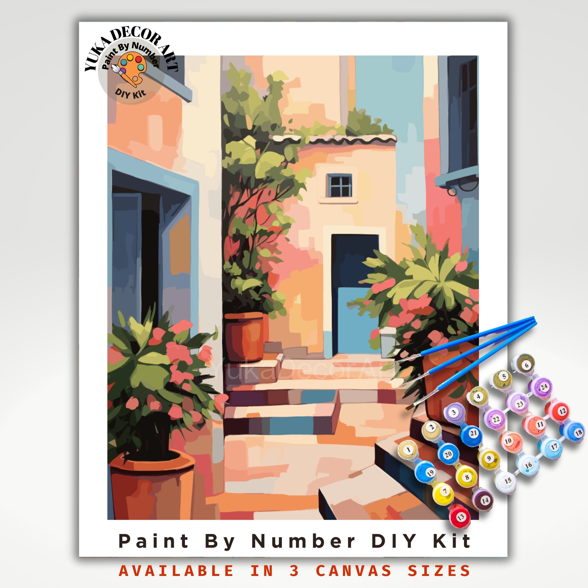 PAINT by NUMBER Kit Adult ,house Plants in Rustic Container , Easy DIY  Beginners Paint Kit , Wall Art Gift for Mom Grandmom 