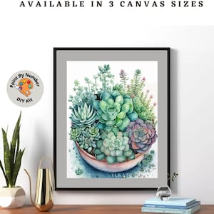Sukkulenten Garten PAINT by NUMBER Kit Erwachsene Zimmerpflanzen DIY Malen nach Zahlen Set Einfach Anfänger Malerei Wohnkultur Pflanzenliebhaber Geschenk Frau