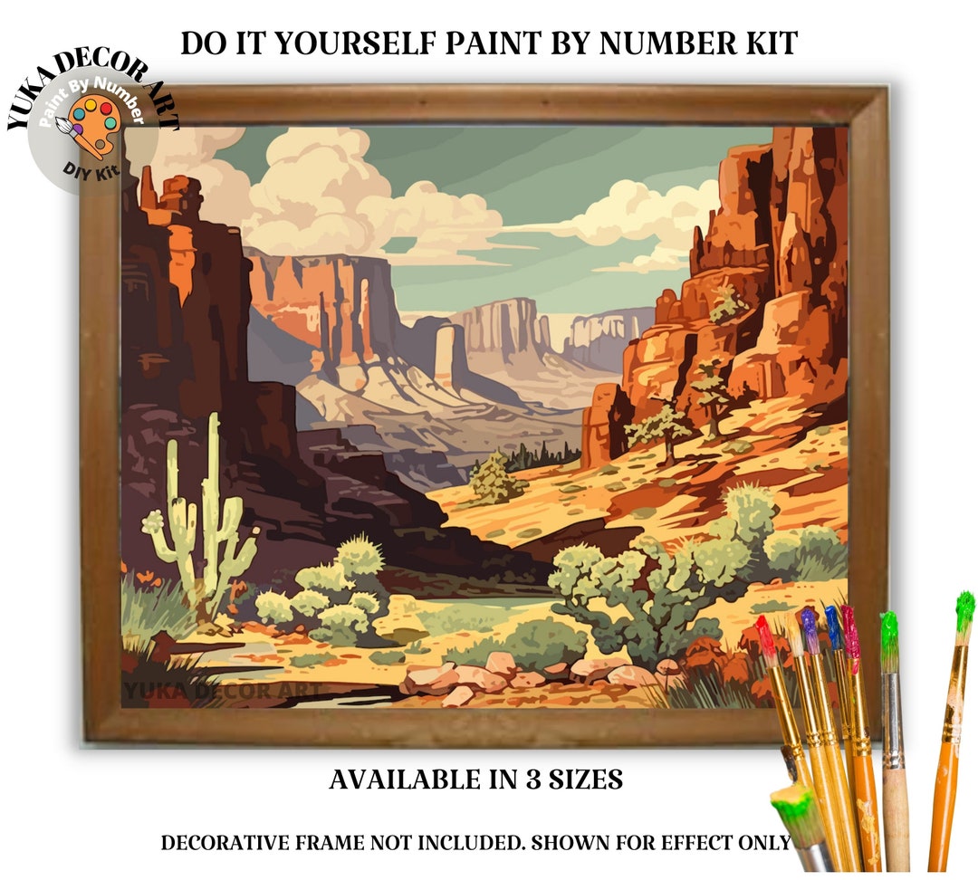 Grand Canyon PAINT by NUMBER Kit Adult Desert Landscape Painting Easy
