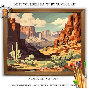 Grand Canyon PAINT by NUMBER Kit Adult Desert Landscape Painting Easy Beginners DIY Paint Kit Cabin Decor Vintage Decor Art Gift Dad Grandpa