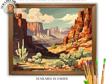 Grand Canyon PAINT by NUMBER Kit Adult Desert Landscape Painting Easy Beginners DIY Paint Kit Cabin Decor Vintage Decor Art Gift Dad Grandpa