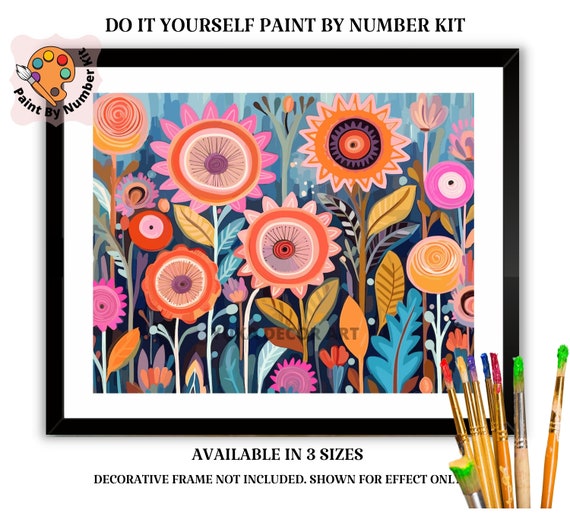 PAINT by NUMBER Kit for Adults Modern Flowers Boho Whimsical Art Easy  Beginner Acrylic Paint DIY Kit Wall Art Bday Gift for Mom Girlfriend 