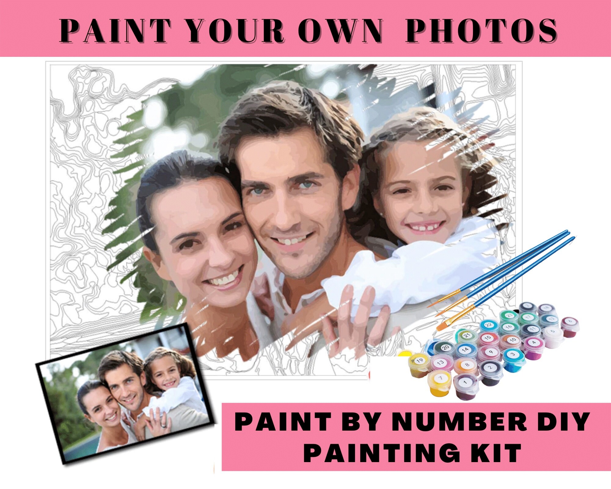 PIETFIU Custom Paint by Numbers for Adults, Personalized PBN from  Photo,Customized DIY Paint by Numbers Set Painting for Beginners  Educational Games