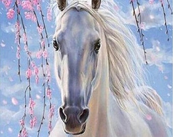 Aesthetic White Horse Diamond Painting 