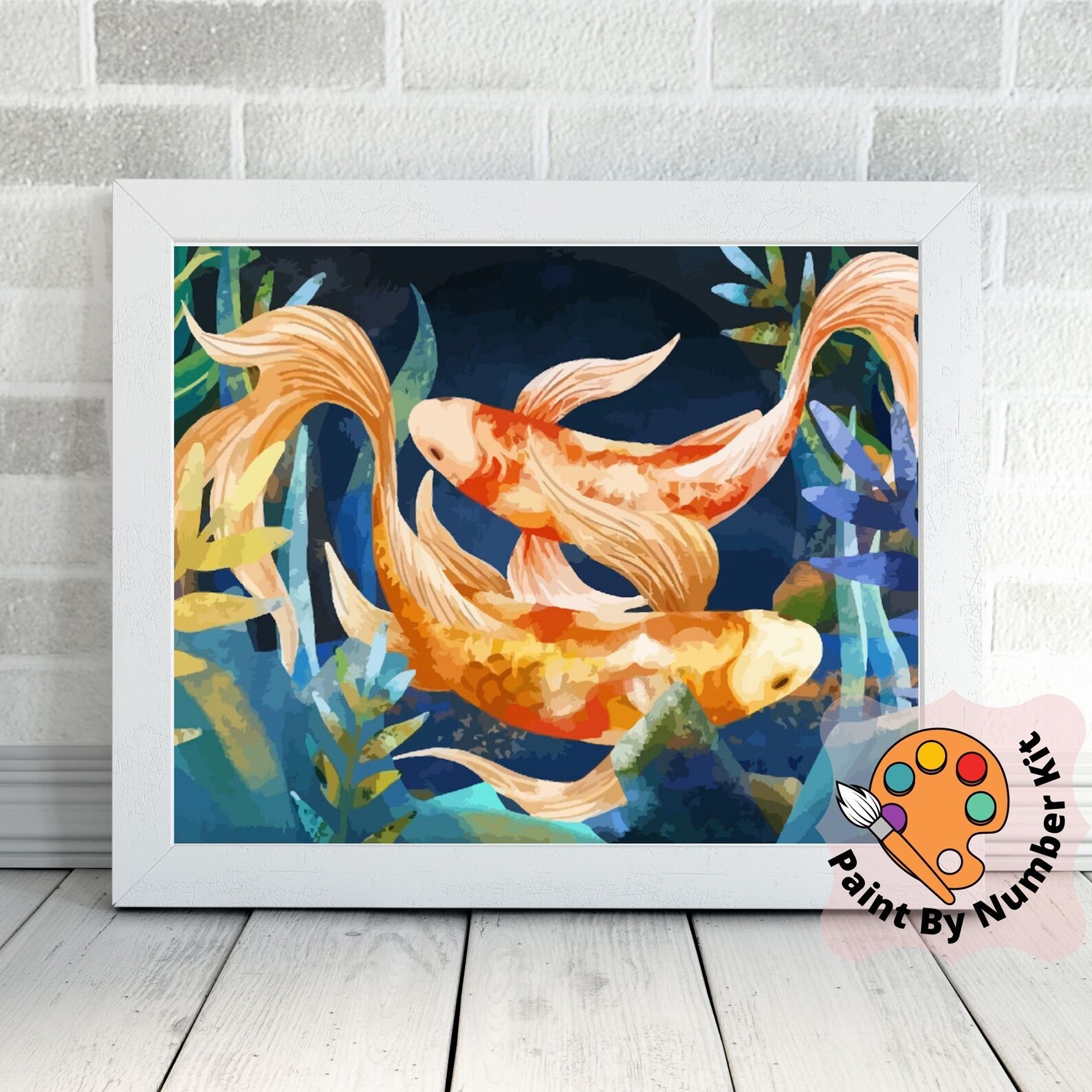 Koi Fish PAINT by NUMBER Kit for Adults Golden Fishes in Etsy