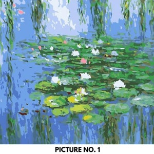 Paint by Numbers Kit for Adults & Kids Easy DIY Art Kit, Monet Lake Water Lilies Garden Art Adults Acrylic Painting Kit  - Home Decor