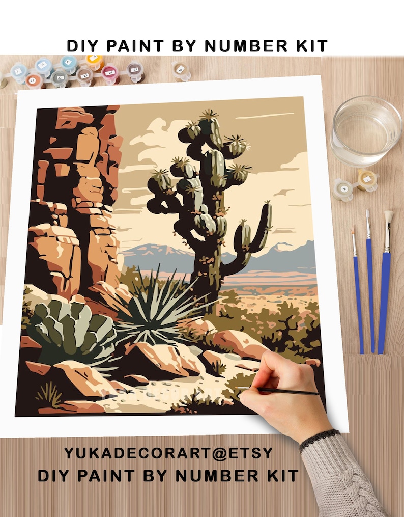 Vintage Southwest Landscape PAINT by NUMBER Kit Adult Desert Cactus ...