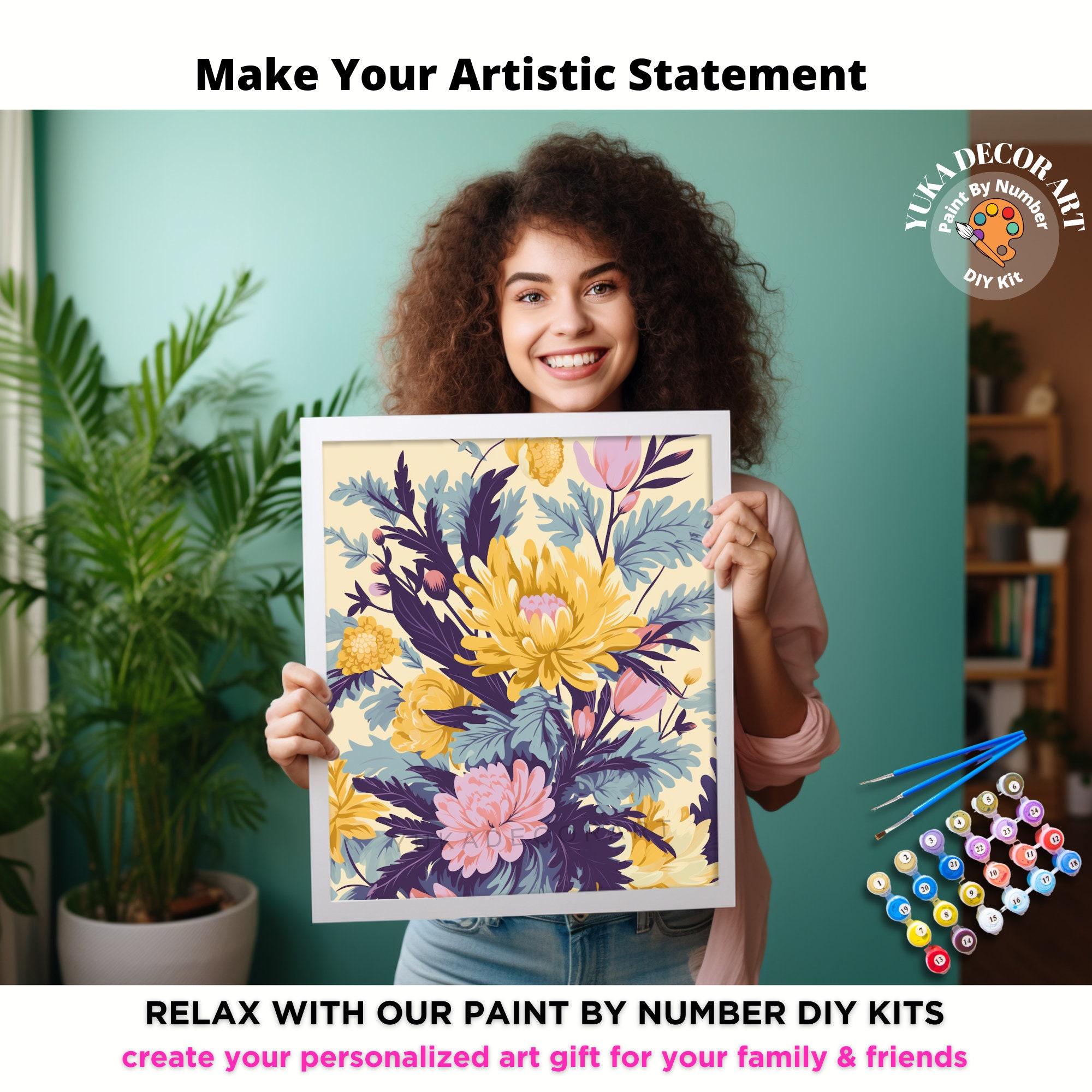 PAINT by NUMBER Kit Adult Dahlia Flowers Vintage Whimsical Pastel Wall Art  Easy Beginner Acrylic Paint DIY Kit Mom Dad Gift code: FL2309159 -   Israel