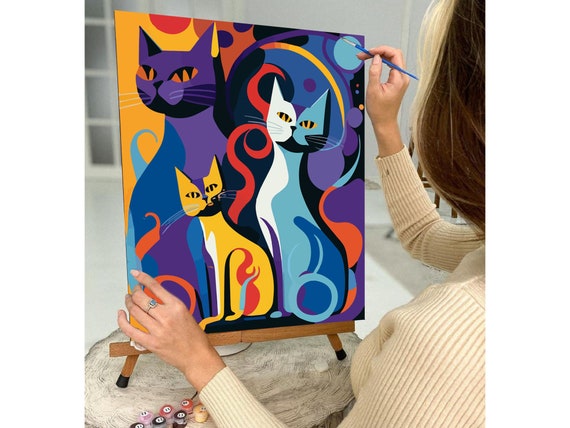 Cat Acrylic Paint by Number kit for Adults Kids Oil Painting on