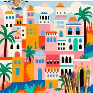 Marocco Viaggio DIPINGI con i NUMERI Kit per dipingere per adulti Kit fai da te con i numeri Facile per principianti Arte su tela Regalo di compleanno per mamma Moglie Fidanzata Amica