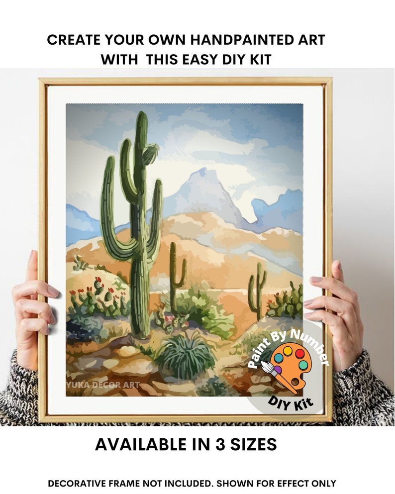 Desert Landscape PAINT by NUMBER Kit Cactus Flowers Sunset Etsy