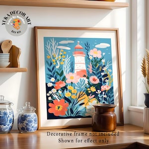 Lighthouse PAINT by NUMBER DIY Kit for Adults Whimsical Chic Painting Easy Hobby Kit Wall Decor Art For Country Home Gift Girlfriend Mom
