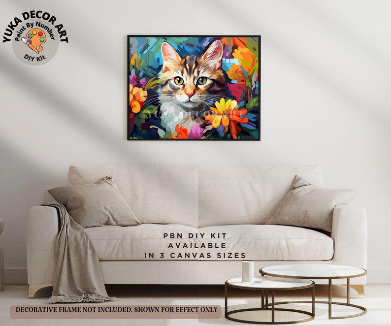 Kitten PAINT by NUMBER Kit Adult DIY Art Vibrant Wildflowers Easy ...