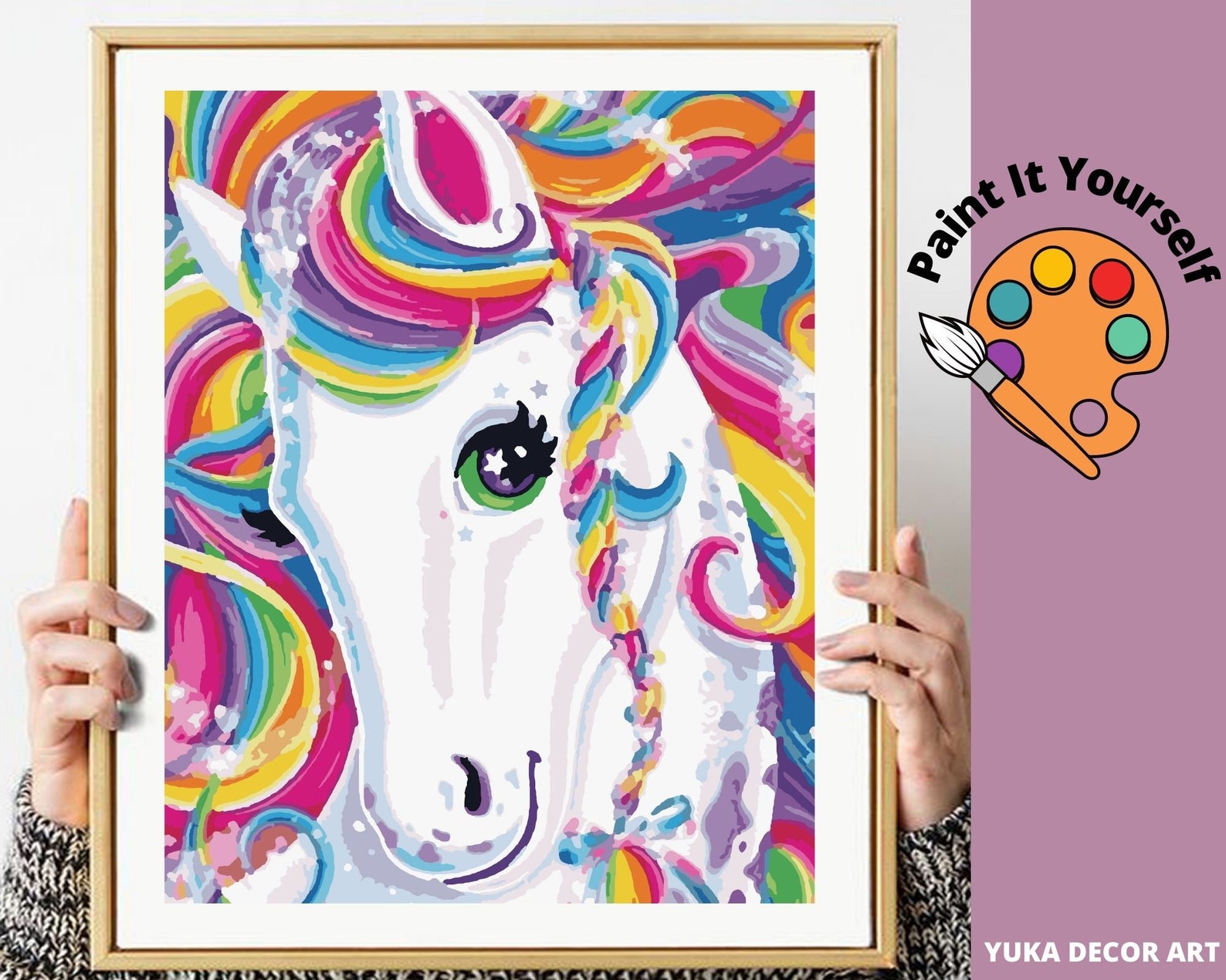 Candy Pink Unicorn PAINT by NUMBER Kit for Kids Cartoon Etsy