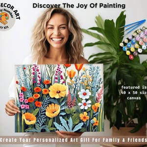 Floral PAINT by NUMBERS Adult DIY Kit Wildflowers Painting Easy Beginner Acrylic Painting Kit Foyer Gallery Decor Gift For Mom Grandma