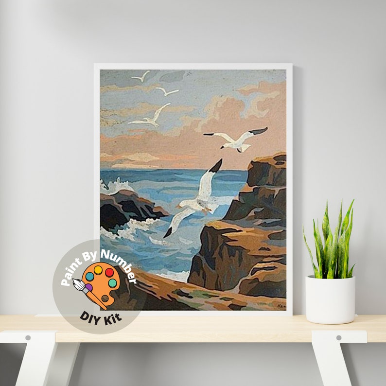 Vintage Style PAINT by NUMBER Kit for Adult DIY Seashore Etsy