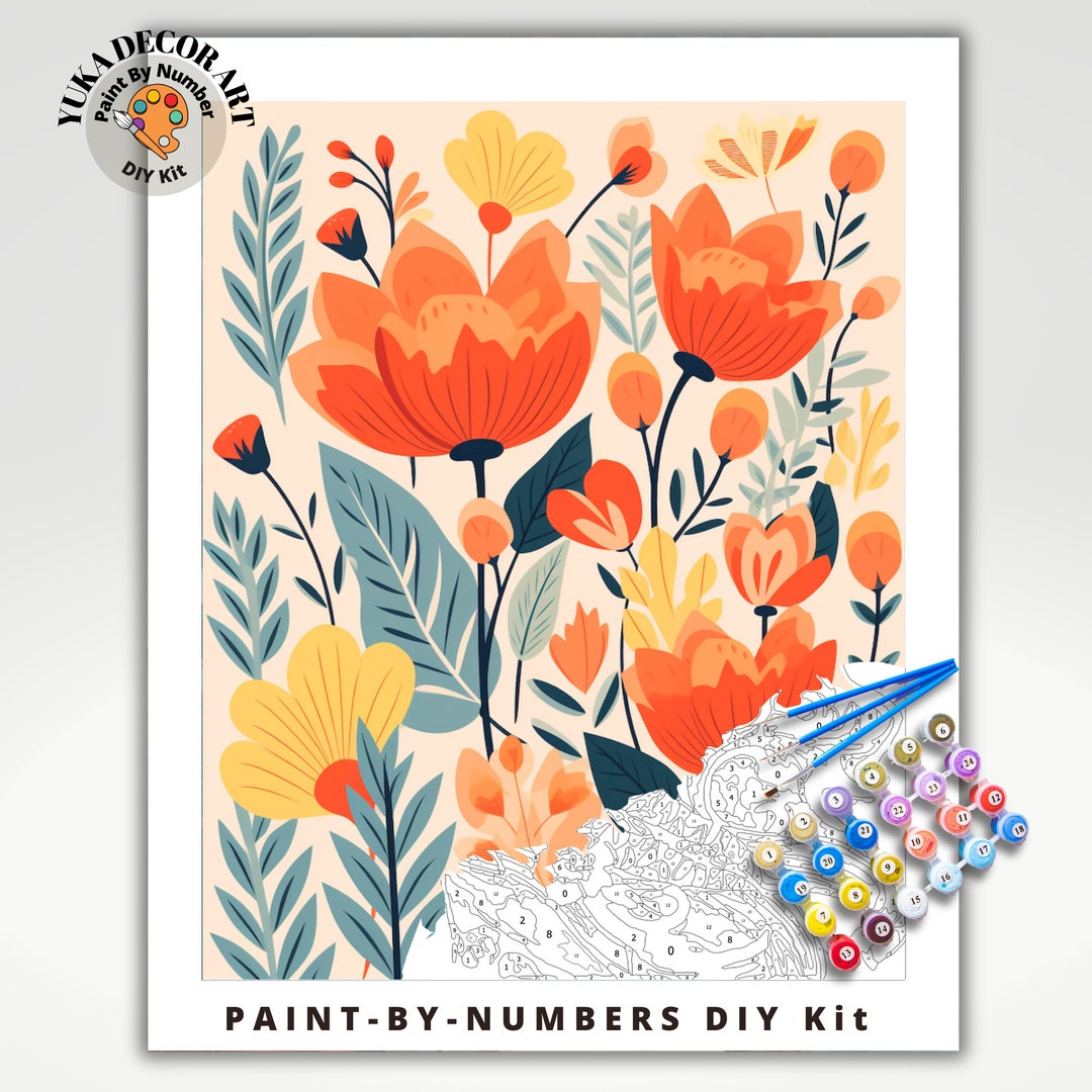 PAINT by NUMBER Kit Adult Garden Flowers Vintage Spring Colourful Wall Art  Easy Beginner Acrylic Paint DIY Kit Mom Dad Gift code: 