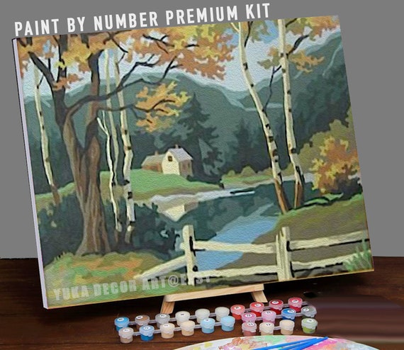 Country Home PAINT by NUMBER Kit for Adult , DIY Nature Landscape