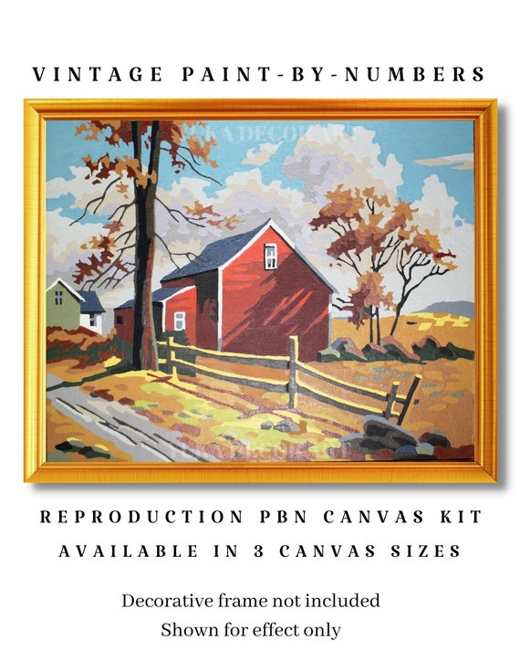 Vintage Style PAINT by NUMBER Kit Adult, Stream River Landscape , Mountain  National Park Easy Beginner Acrylic Painting DIY Kit , Home Decor 