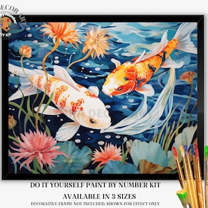 Zen Koi Fish PAINT by NUMBER Kit Adult Painting DIY by Numbers Colorful Japanese Koi  Paint Kit Easy Beginners Birthday Gift For Girlfriend