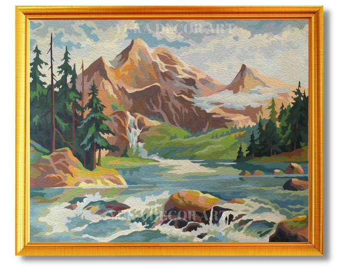 Paint by Numbers DIY Kit Adults Modern Art,mountain Valley ,abstract Landscape Easy Beginner's