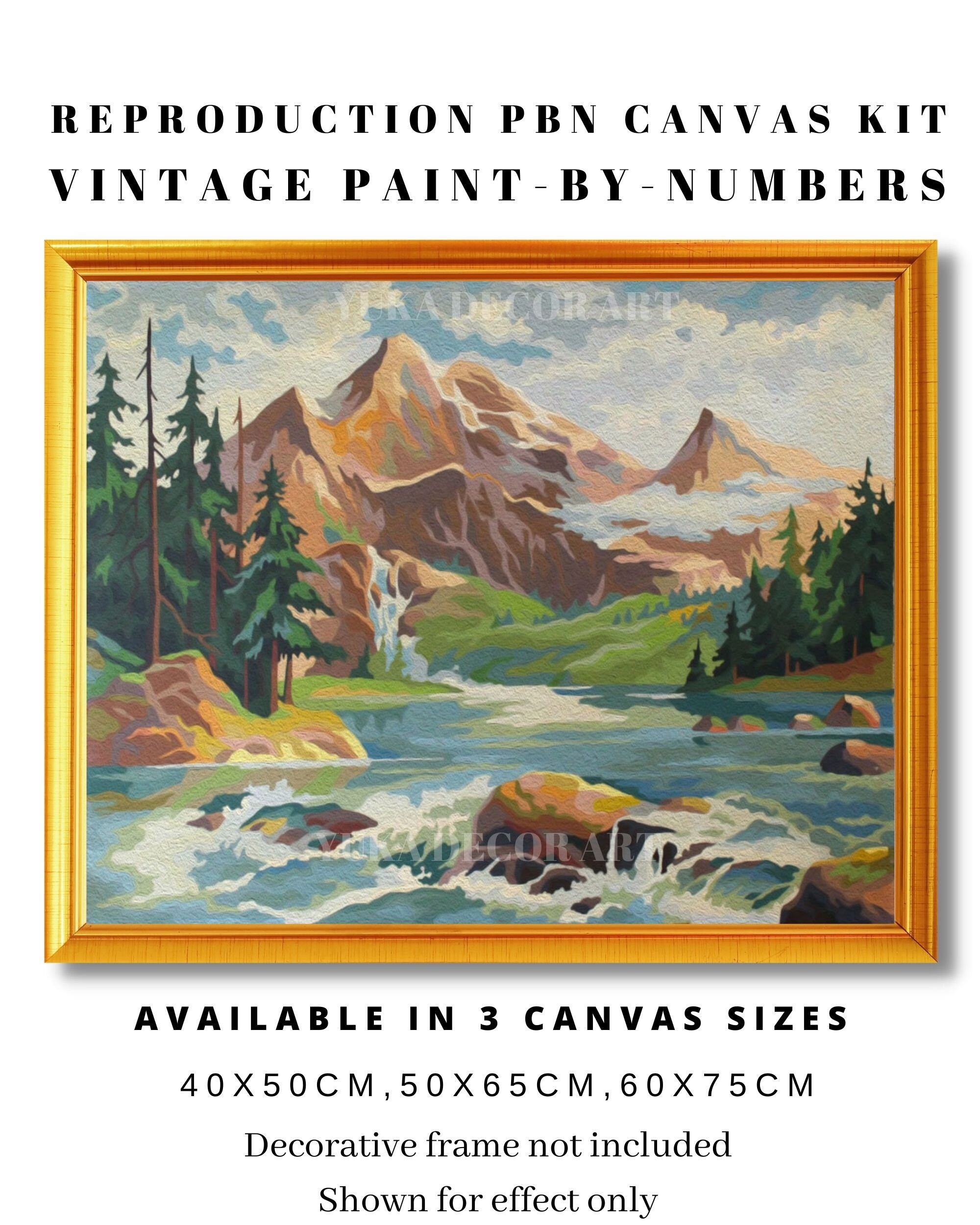 Mountain Lake Vintage Style PAINT by NUMBER Kit Adult, Valley in