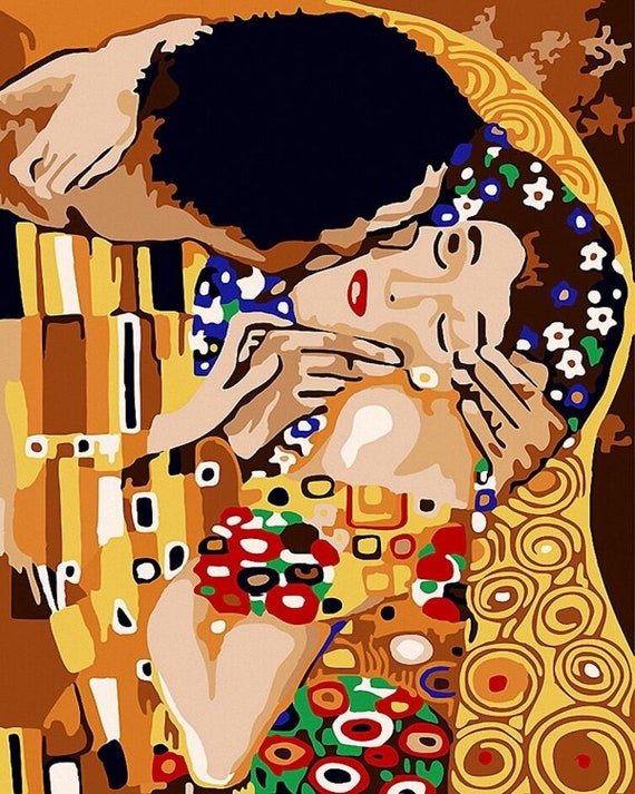 Paint by Numbers DIY Kit for Adults Gustav Klimt the Kiss , Golden Tears  Easy Beginner's Acrylic Painting Wall Art Gift 